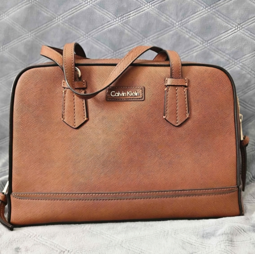 Calvin Klein Tan Leather Satchel Bag With Matching Wallet